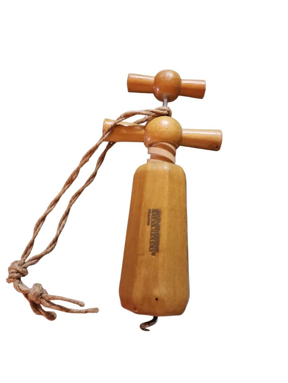 SANBRI France Double Twist Wooden Corkscrew Wine Bottle Opener 1970s–1980s